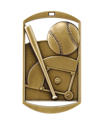 Baseball - Gold Dog Tag Medal