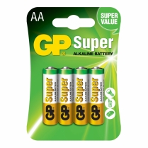 GP15A-2U4 &nbsp; Alkaline battery AA 1.5V GP Super (card of  4)