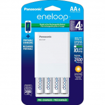 K-KJ87MCA4BA   Individual Battery Charger with Portable Charging Technology + 4x AA Panasonic Eneloop