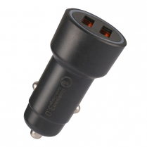 CLEC-911B   Convertisseur fiche 12V male &agrave; USB 2 X QC3.0 noir