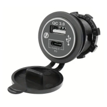 SKD-DS2035B  Convertisseur 12V &agrave; 5V USB-A QC3 et USB-C 18W (r&eacute;tro&eacute;clairage bleu)