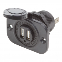 BS1016   Chargeur USB 2.1A double 12/24V noir