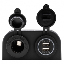 EWA-CON28   Bo&icirc;te de surface 12V avec prise 12V et deux ports USB