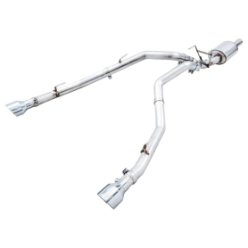 AWE 09-18 RAM 1500 5.7L (w/Cutouts) 0FG Dual Rear Exit Cat-Back Exhaust - Chrome Silver Tips