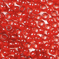 Bead, Pony, Transparent Red, 6x9mm (500 pack)