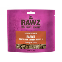 RAWZ Cat Treat FREEZE-DRIED Rabbit,Goat Milk, G.Mussels 28g