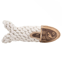 TALL TAILS Toy Leather - NATURAL Rope Crunch Fish 5"