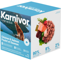KARNIVOR Dog Raw Frozen Chicken & Salmon 10lb Cube Box