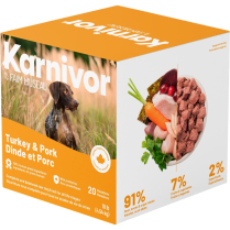 KARNIVOR Dog Raw Frozen Turkey & Pork 10lb Cube Box