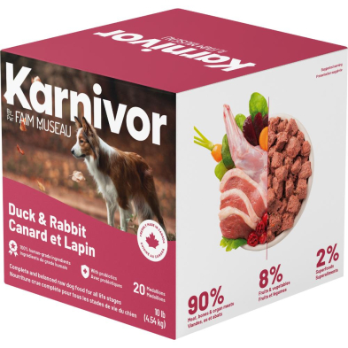 Karnivor Dog Duck & Rabbit 454g Raw Dog Food - Natural Diet Meal