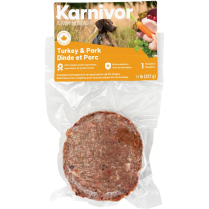 KARNIVOR Dog Raw Frozen Turkey & Pork 8oz  Single Portion