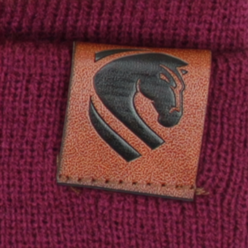 Close-up of PU Leather Tag featuring the 2026 Brisbane Broncos Team Logo