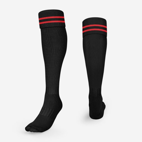 Black/Red Striped Football Socks