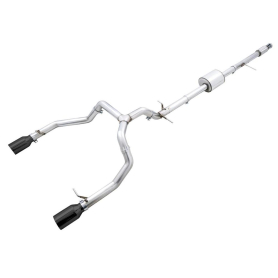 AWE 0FG Catback Split Rear Exit Exhaust for 4th Gen Silverado/Sierra 1500 5.3L (Flat Bumper) - Dual Diamond Black Tips