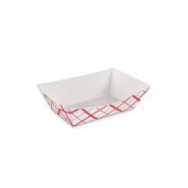 #100 1lb Basket Weave White/Red Food Tray 1000/cs