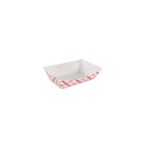 #25 0.25lb Basket Weave White/Red Food Tray 1000/cs