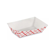 #300 3lb Basket Weave White/Red Food Tray 500/cs