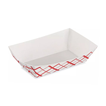 #500 5lb Basket Weave White/Red Food Tray 500/cs