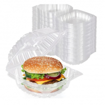 Anti-fog Clear Hinged PET Container 6x6x3" 300/cs
