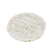 13" White Round Maple Leaf Plastic Sushi Party Tray 50set/cs