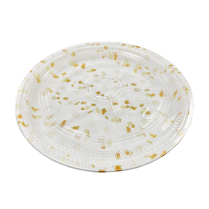 15" White Round Maple Leaf Plastic Sushi Party Tray 50set/cs