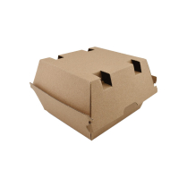 Kraft Corrugated Hinged vent hamburger Box 5x5x3&rdquo; 200/cs