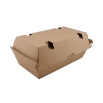 Kraft Corrugated Hinged vent hamburger Box 7x3.5x3&rdquo; 160/cs