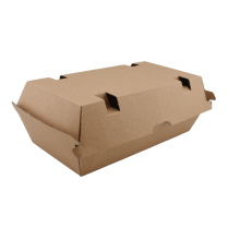 Kraft Corrugated Hinged vent hamburger Box 8x4.5x3&rdquo; 200/cs