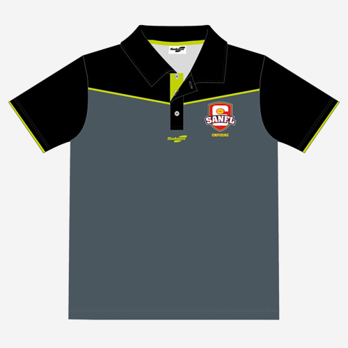 SANFL Coaches Polo Shirt in grey and black with a lime green trim