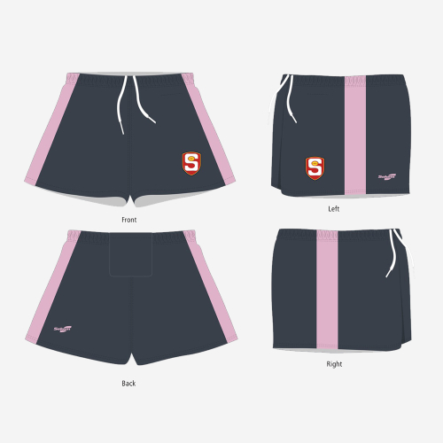 SANFL Junior Umpiring Shorts in grey with pink highlights