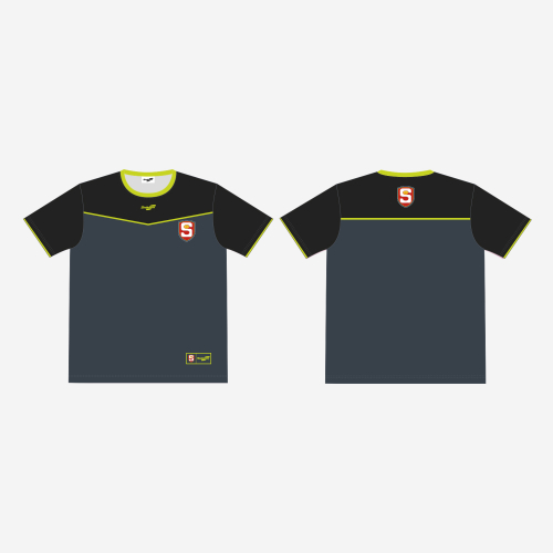 SANFL Senior Umpiring Training Tee in grey and black with a lime green trim