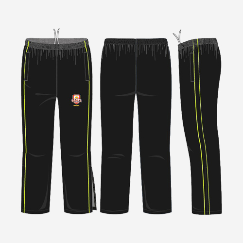 SANFL Senior Umpiring Tracksuit Pants in grey and black with lime green highlights