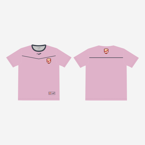 SANFL Senior Umpiring Short Sleeve Tee Shirt in pink with a grey collar