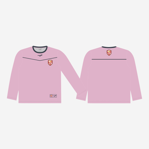 SANFL Senior Umpiring Long Sleeve Tee Shirt in pink with a grey collar