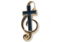 GOLD CLEF & CROSS LAPEL PIN
