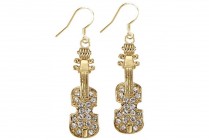RHINESTONE VIOLIN EARRINGS