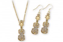 RHINESTONE VIOLIN NECKLACE & EARRINGS SET