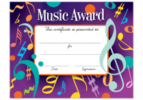 AWARD CERTIFICATE Music