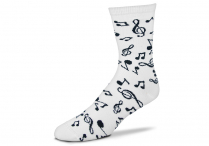 MUSIC NOTES Crew Socks: White