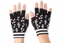 FINGERLESS GLOVES Black w/White Notes