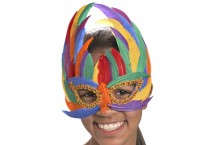 RAINBOW FEATHER MASK