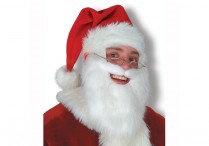 SANTA HAT W/BEARD & MOUSTACHE