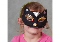 HALF MASK Black Kitty Cat
