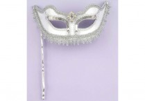 SILVER VENETIAN MASK W/ STICK                               