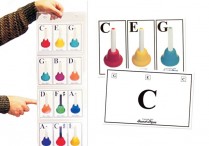 COLOR CODED HANDBELL CARDS (7 chords) & CARD HOLDER Set