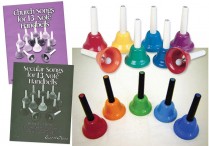 HANDBELL BOOKS for CHURCH & SECULAR SONGS Plus Chroma-Note 13-NOTE HANDBELL Set