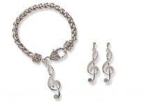 CLEF BRACELET & RHINESTONE EARRINGS SET