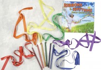 RIBBON & RHYTHMS CD & 6 RAINBOW RIBBON WANDS