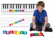 Music-Go-Rounds MINI ALPHADOTS Set 1, KEYBOARD/STAFF CHART, & GLOCKENSPIEL
