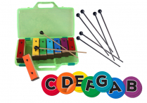 8-NOTE RESONATOR BELLS, 8 MALLETS & Music-Go-Rounds ALPHADOTS Set 1